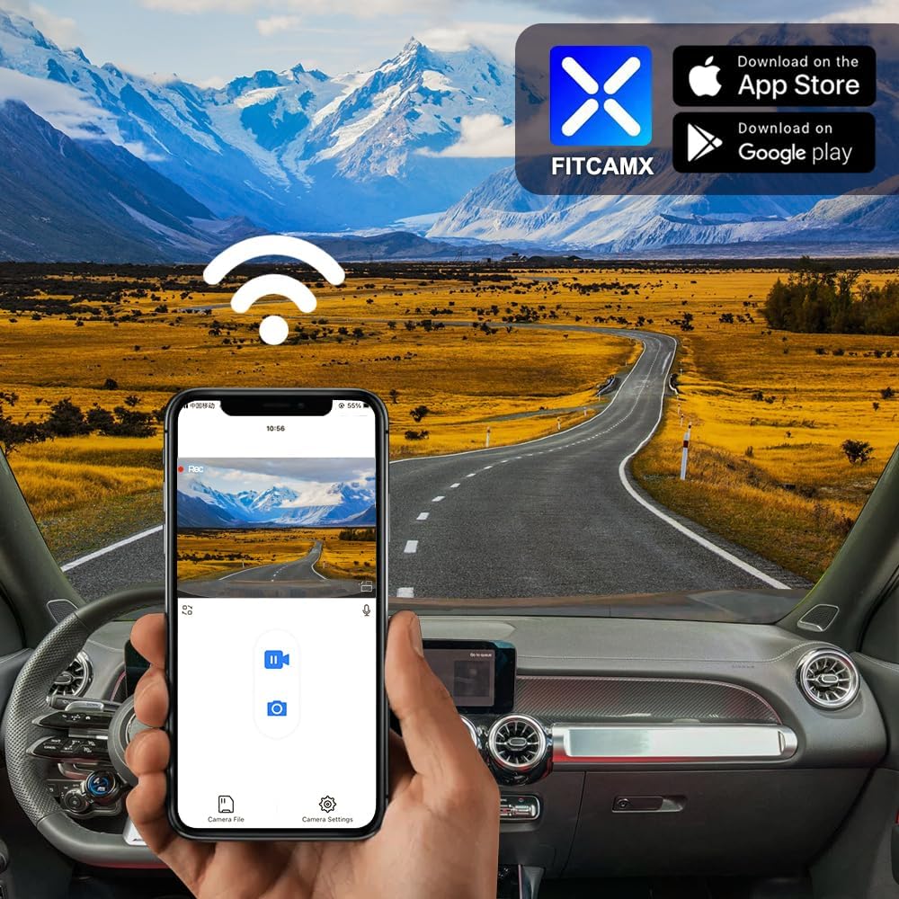 Fitcamx 4K Dash Cam Suitable for Mercedes-Benz GLB-Class 2024-2026 & EQB 250 300 350 (HD2-6610), OEM Look, 2160P UHD Video, Built-in WiFi & APP, Loop Recording, G-Sensor, Plug & Play, 64GB Card