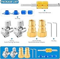 Vista 5 de Kit de readaptación de válvula Tigbear AC, kit de válvula de readaptación, adaptador de conversión de R12 a R134A con válvula de perforación bala