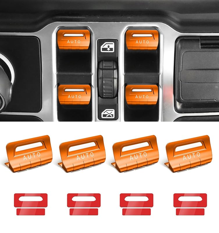 Capa metálica para botão do vidro elétrico Eamplest Jeep Wrangler JL/JLU e Gladiator JT