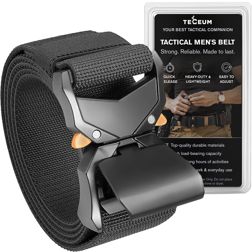 TECEUM Tactical Belt – Heavy-Duty &amp; Quick Release – Military, Work, Rigger, Duty &amp; Utility Belt for Men