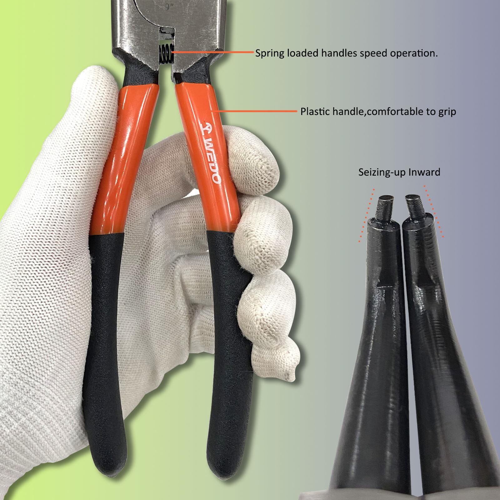 WEDO 7" Bent Internal Circlip Pliers, Internal Snap Ring Bent Nose Plier, Chrome Vanadium Steel, Die-Forged - Image 4
