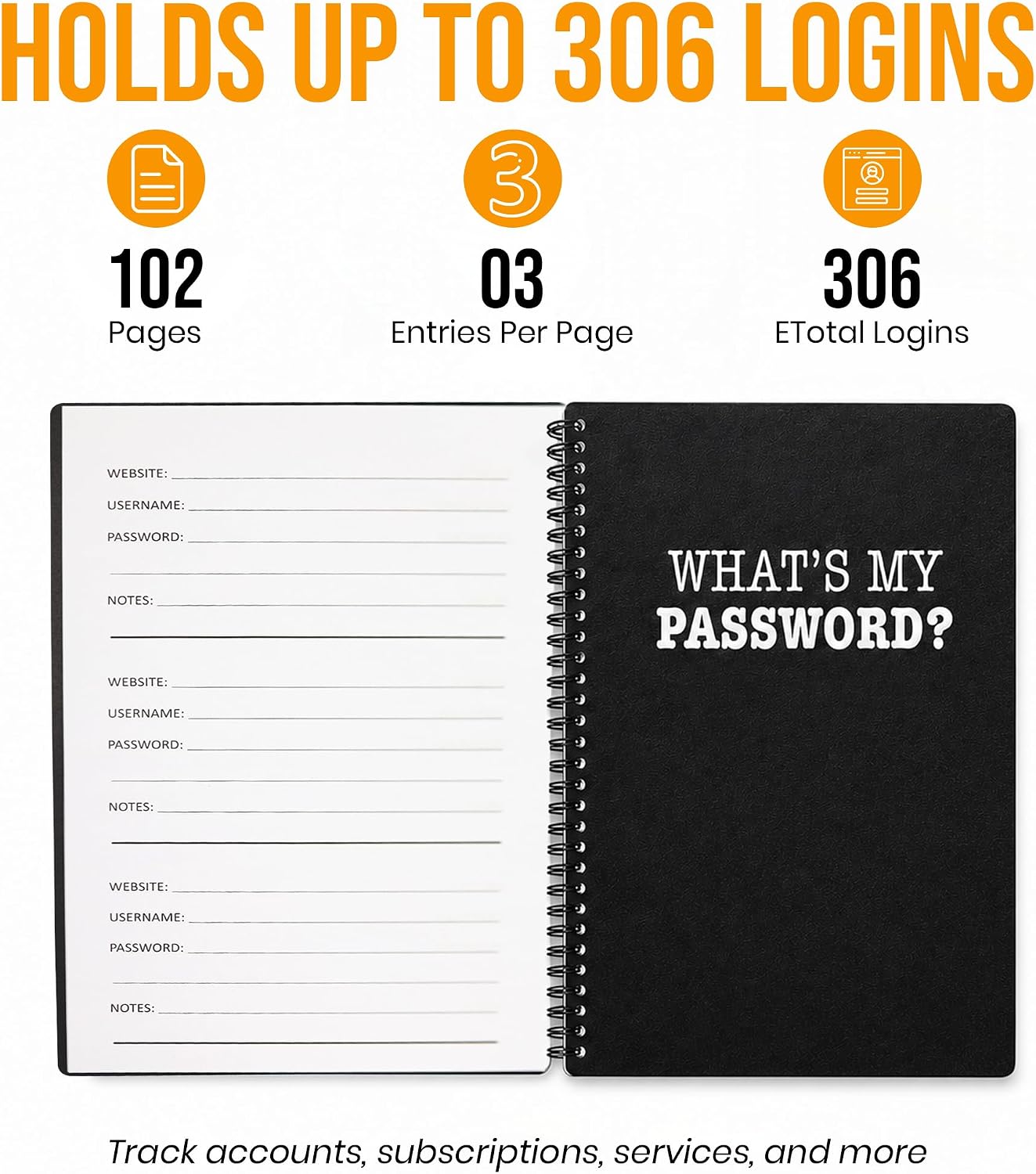 Iconikal What's My Password Keypass Organizer 8x5" 102 Pages image 2