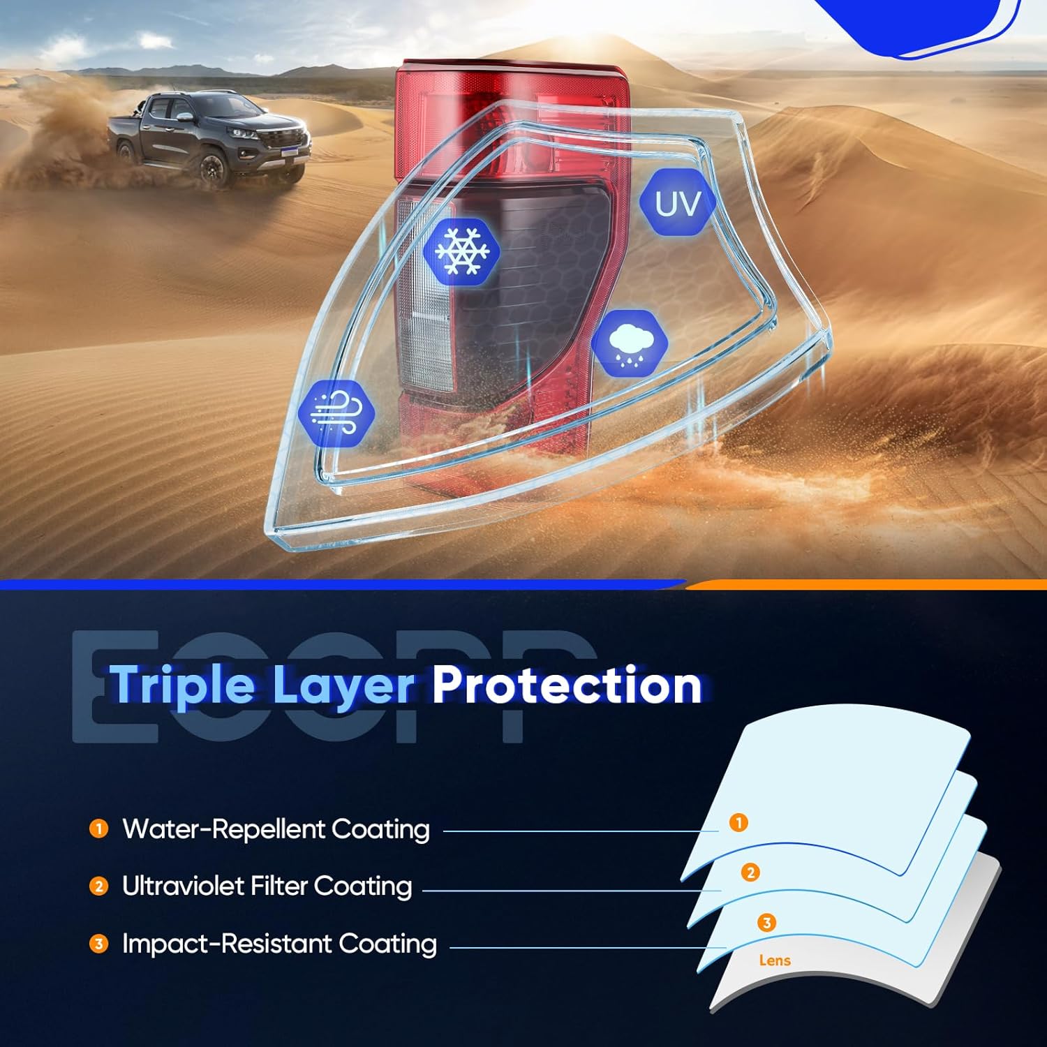 ECCPP Tail light Assembly For Ford F-250 Super Duty 2020-2022,For Ford F-350 Super Duty 2020-2022,For Ford F-450 Super Duty 2020-2022 Passenger Side (Chrome Housing Red Lens)