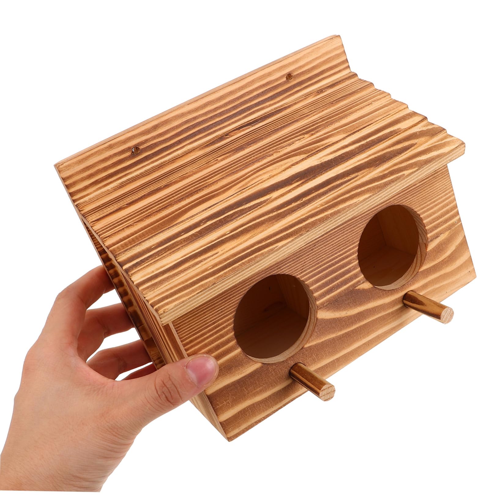 Nichoir Élevage Oiseaux Massif Double Entrée avec Perchoirs Nichoir Perroquet Extérieur pour Conure et Abri Naturel Compact pour Jardin