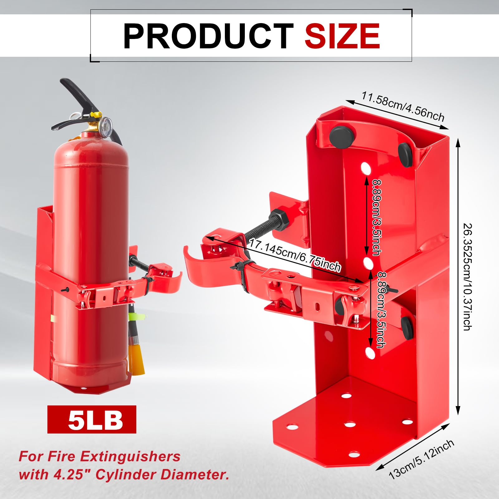 Zonon Soportes de metal resistentes para extintor de incendios, soporte de pared para extintor de incendios para el hogar, garaje, escuela, RV, vehículo, barco, camión (1 unidad, 5 libras)