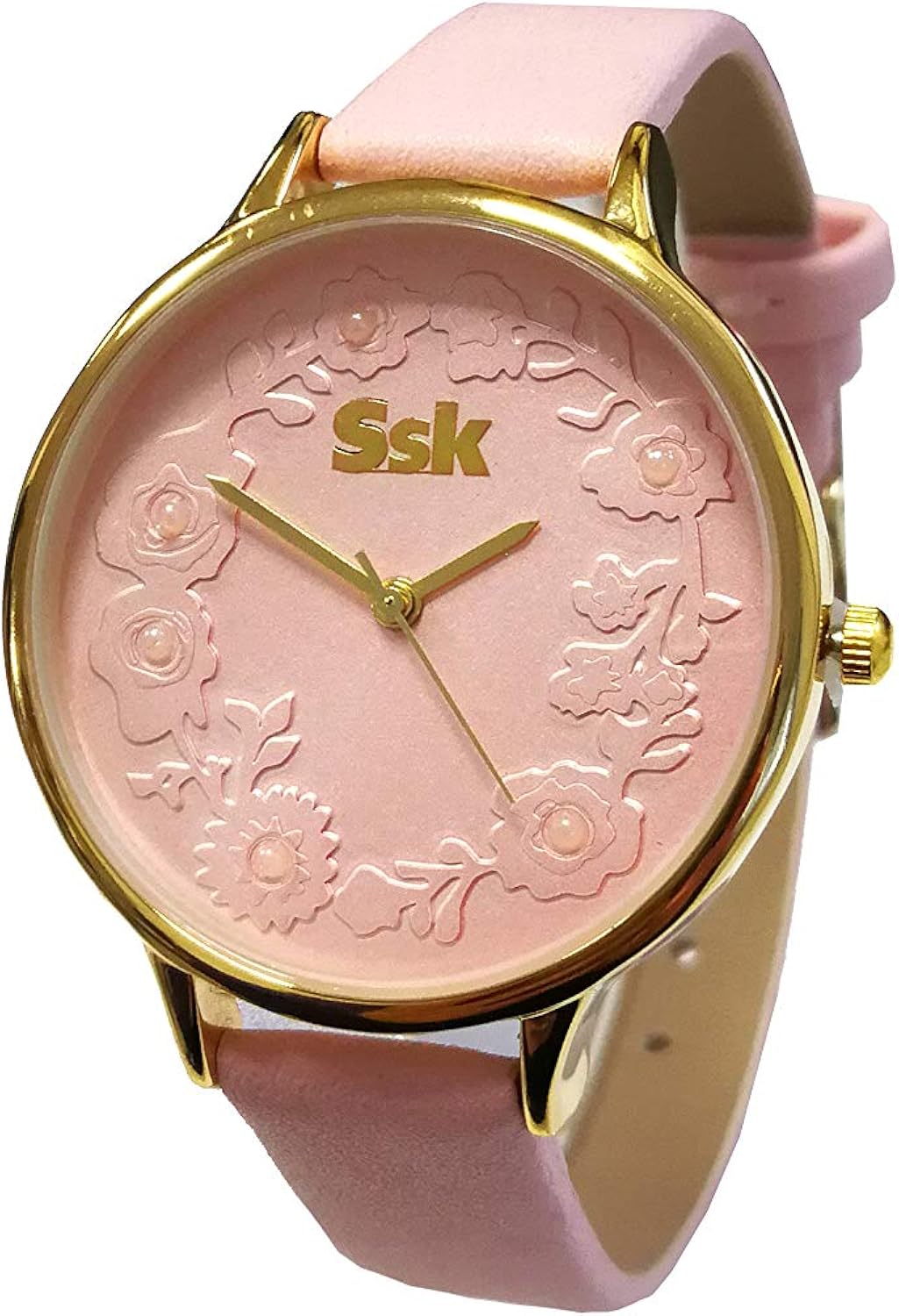 Women's Quartz Watch with Floral Leather Strap Gift Idea Abby