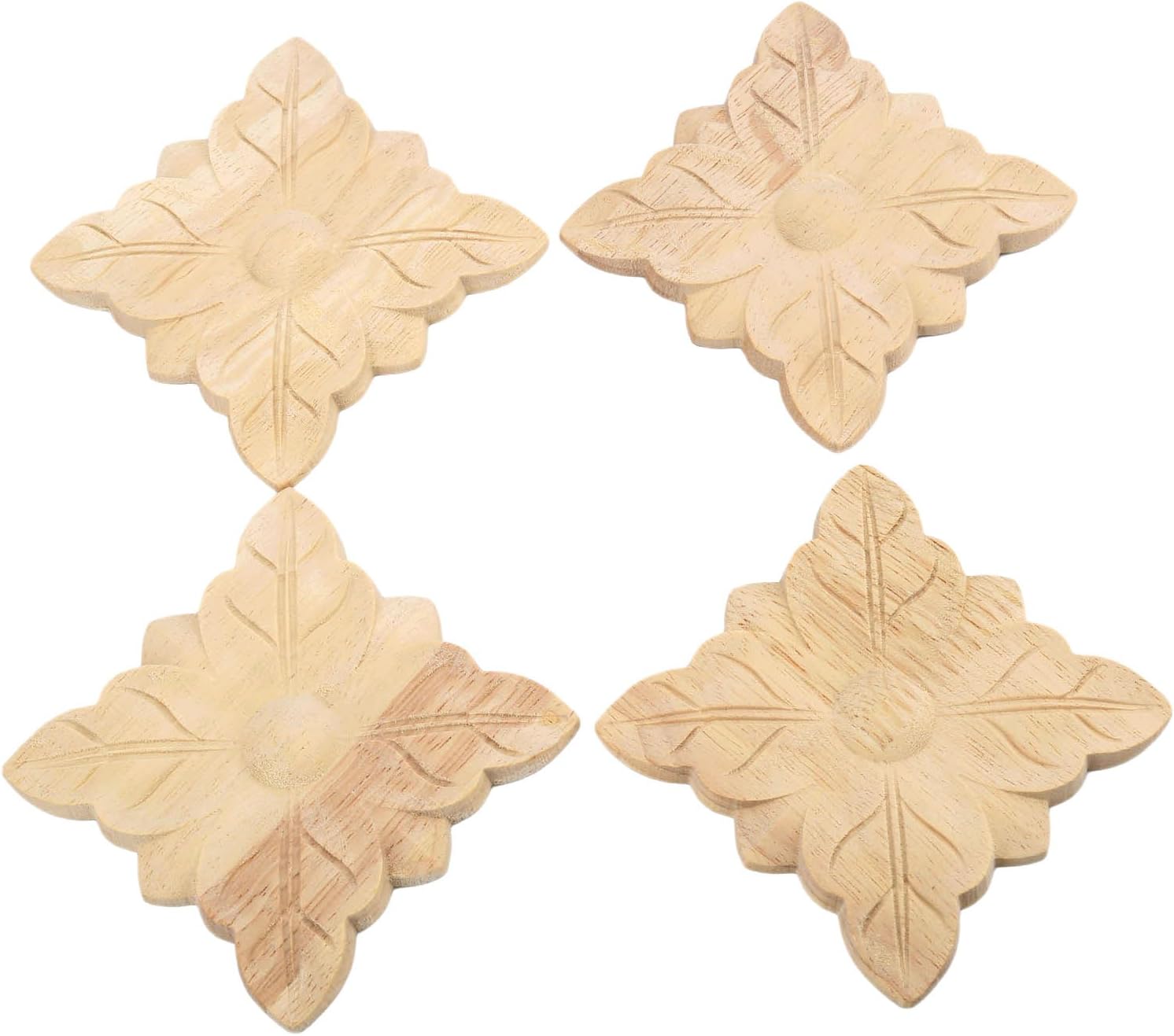 MUXSAM 4pcs Wood Carved Corner Flower Onlay Applique Unpainted Door European Style, 2# - Image 3