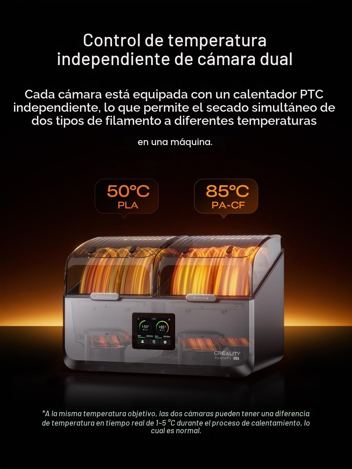 Creality Space Pi X4 - Caja de almacenamiento de filamentos para impresora 3D, doble cámara de calefacción independiente, calefacción PTC de 200 W hasta 85 °C, secado rápido, modo de ahorro de energía