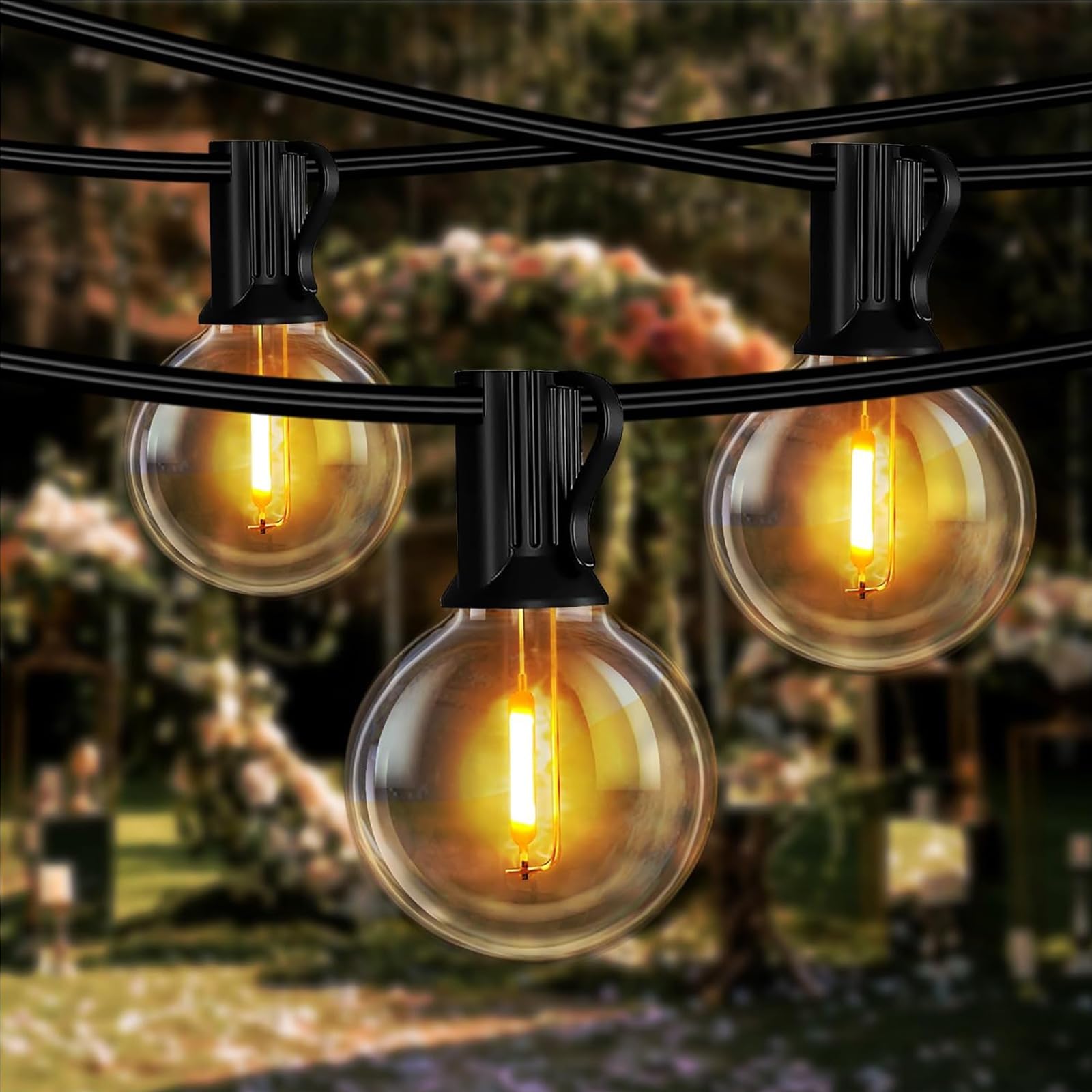 G40 Guirlande Lumineuse Exterieure 30.4M, 50+4 Ampoules | Étanche&Incassable, Prise UE (Type C), 2700K Guirlande Guinguette Exterieur LED Connectable Blanc Chaud pour Jardin Noël