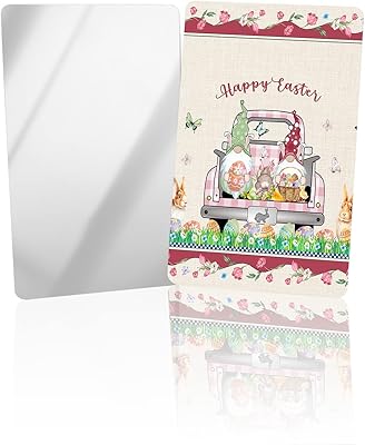 OComster Easter Spring Compact Mirror Bulk Mini Card Mirror, Truck with Gnomes Chicken Tulip Small Compact Mirror for Purse, Rectangular Handheld Pocket Makeup Mirror