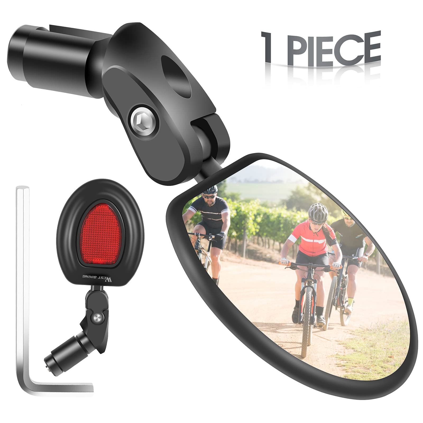 Buy West Biking Bar End Bike Mirror, 360° Rotatable Bicycle Convex