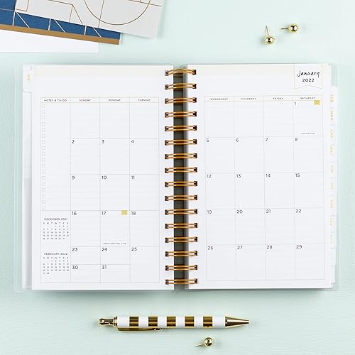 Miniatura 4 de Blue Sky Day Designer - Agenda diaria y mensual de 2022, 5 x 8 pies, cubierta flexible esmerilada, encuadernada con alambre, rayas azul marino