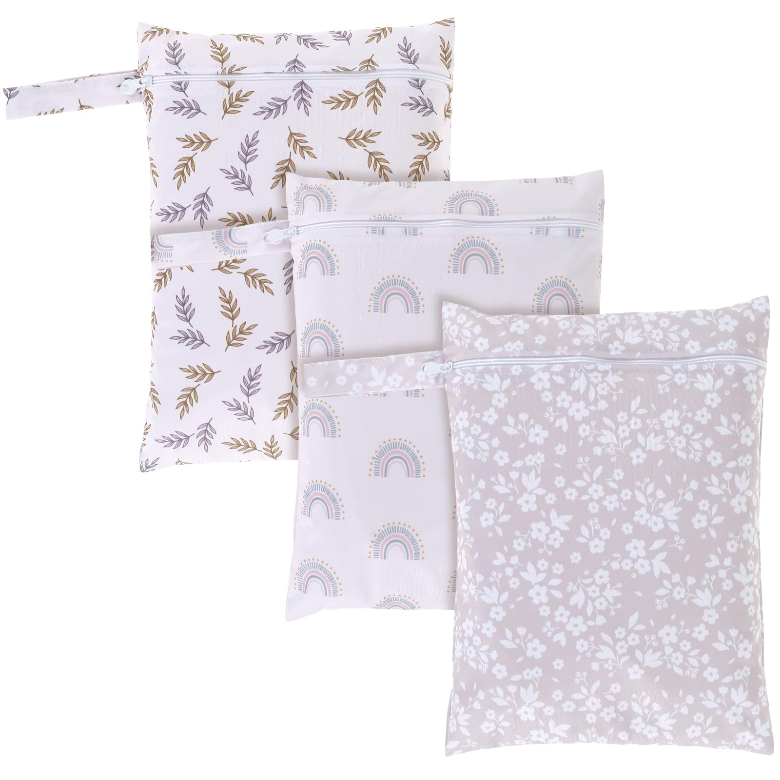 Tcwhniev 3 Pcs Wet Bags Storage Bags with Zipper Closure Waterproof Wet Storage Bag Wet Dry Bag for Swimsuits Baby Diapers (Style 1)