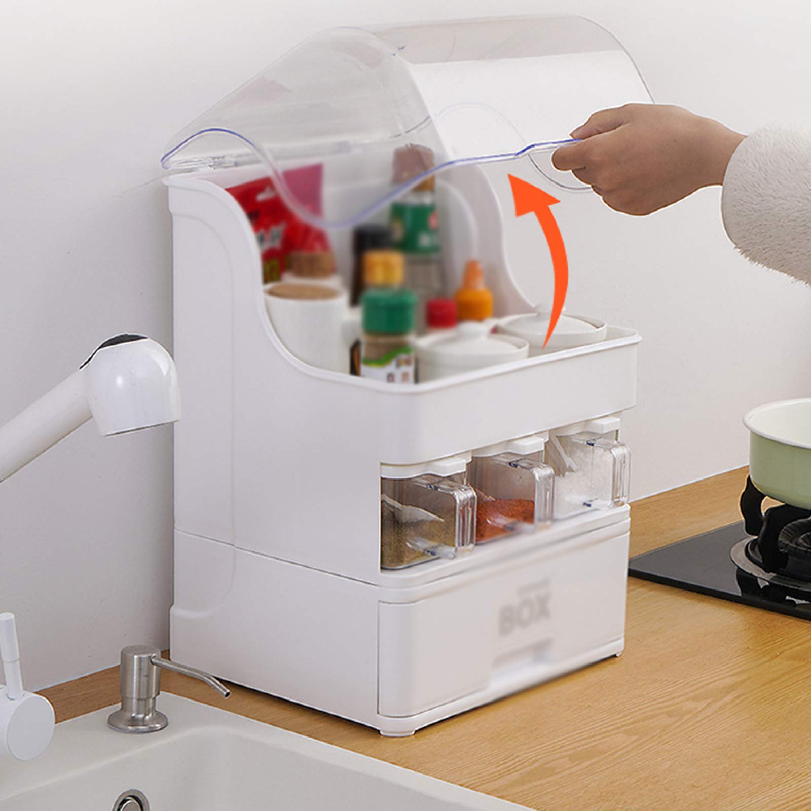 Amazon｜キッチン調味料ラック、家庭用多機能大豆ソースソルトジャー