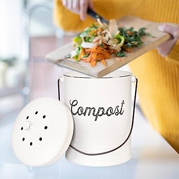 Aazon.co: ENLOY Copost Bin For Kitchen Countertop, 1.3 Gallon Atte Copper Stainless Steel