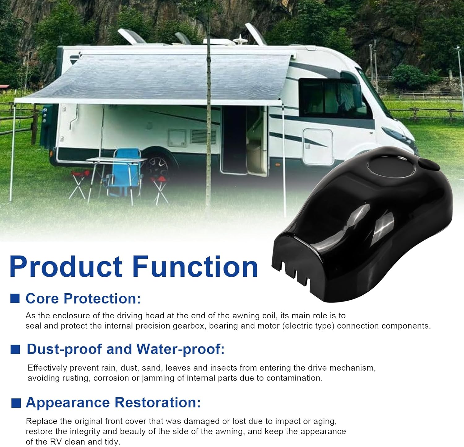 RV Awning Drive Head Front Cover 289560 Replacement Solera, Power Awning Motor Cover for Solera Compatible with Lippert Components Awning Parts, Power Awnings or Manual Pull-Style on Travel Trailer.