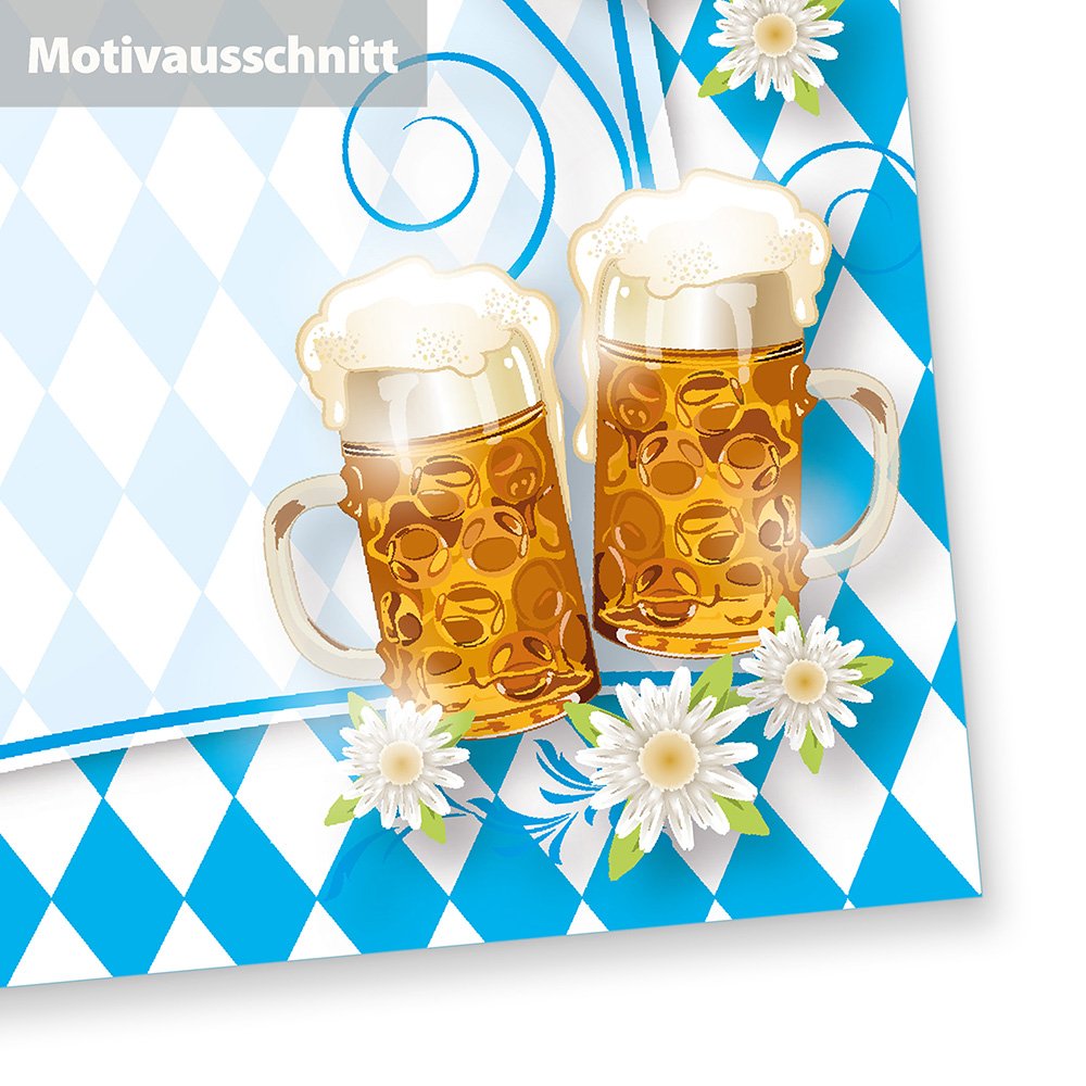 Briefpapier Bayern (500 Stück) mit Rautenmuster Bayern, Bier und Brezeln für Einladung oder Speisekarten zum bayrischen Fest