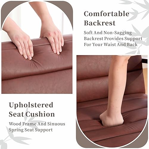 Miniatura 3 de Chifee & Vingol Silla giratoria de 360 de 30.3 pulgadas de ancho, silla giratoria de piel sintética con reposabrazos de madera maciza, silla de