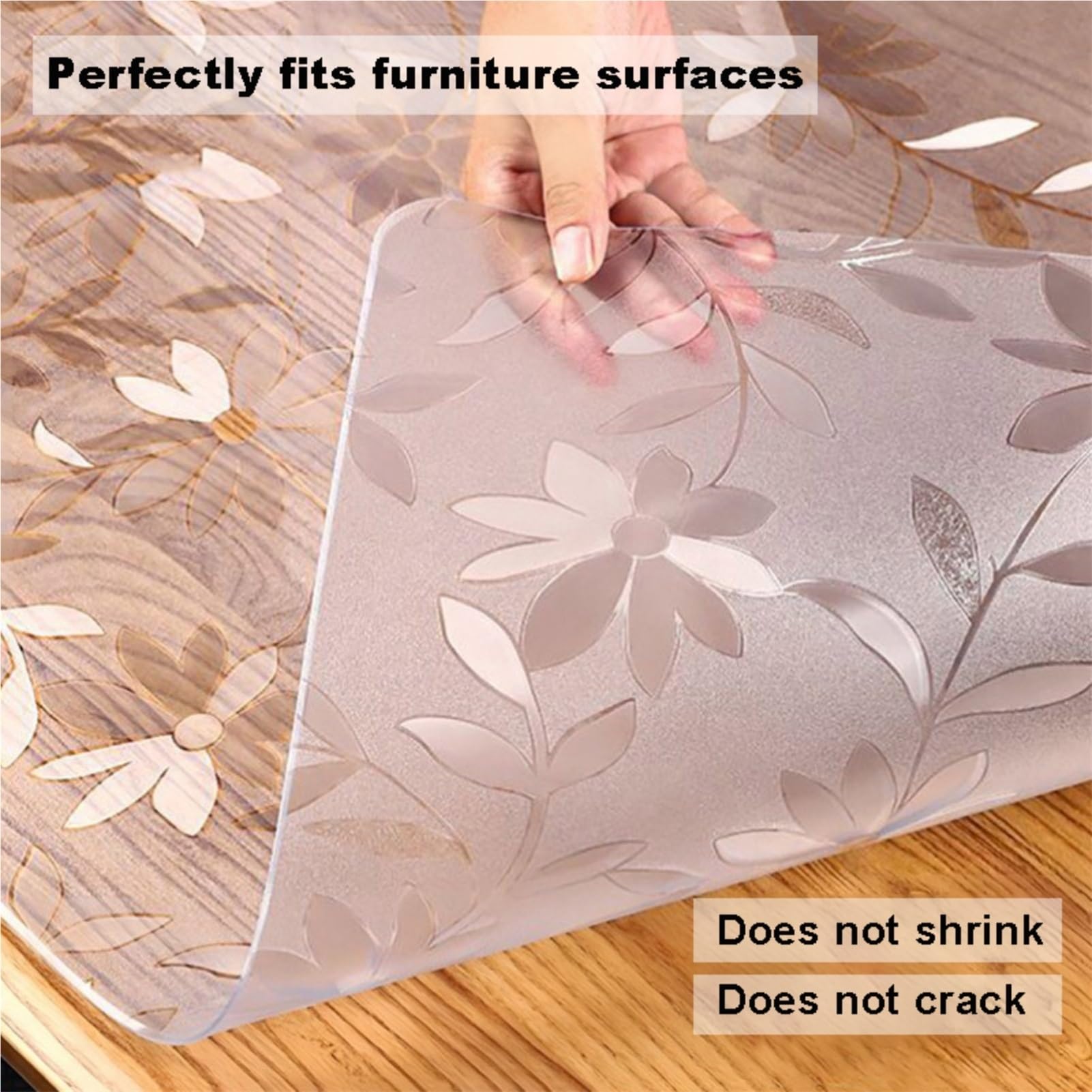 Tovaglia Plastificata Rettangolare Trasparente per Cucina e Pranzo, Impermeabile Lavabili Wipe Clean Antiscivolo Resistente | PVC 2mm | Protezione Mobili con Design Fiori(80 x 120 cm)