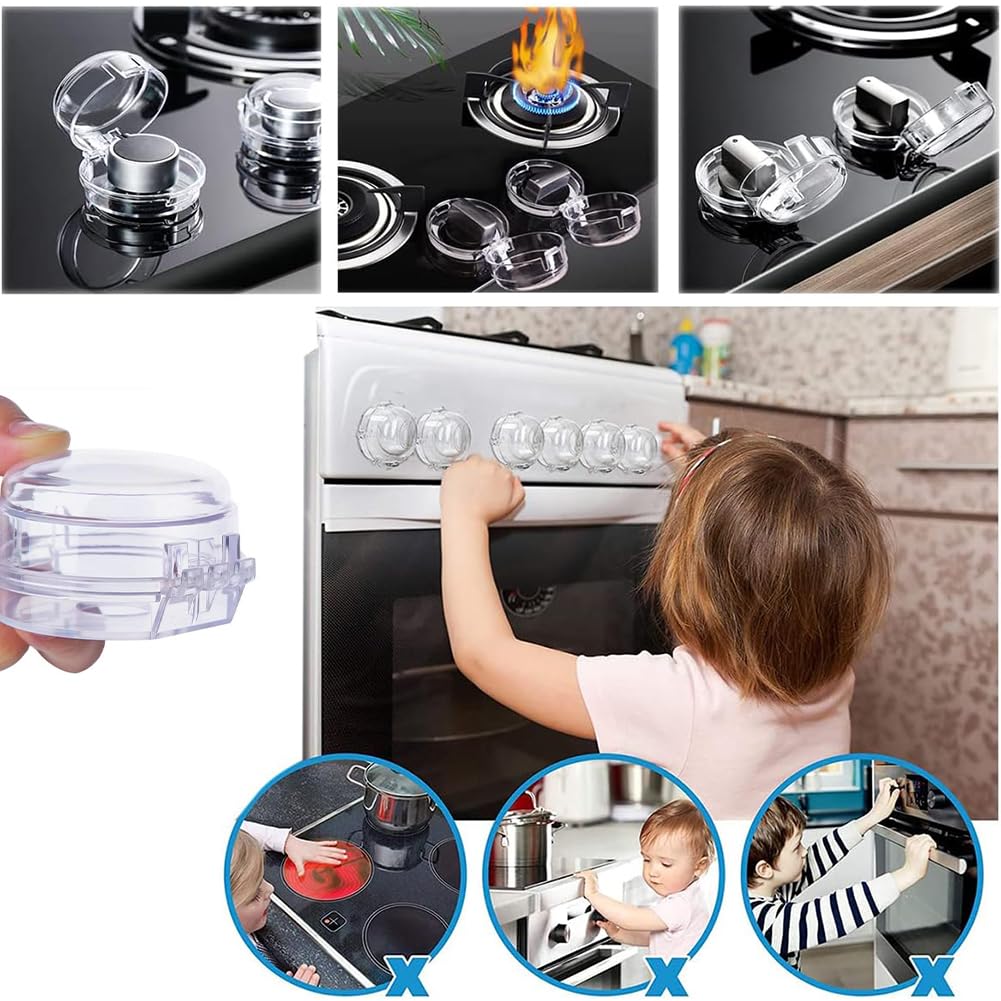 Cache-Boutons de Cuisinière à Gaz, Bouton de Sécurité Four, Gaz Couverture de Bouton, Couverture de Bouton de Cuisinière, Couverture De Bouton Four Protections, Sécurité Enfant Cuisinière, 4 Pièces