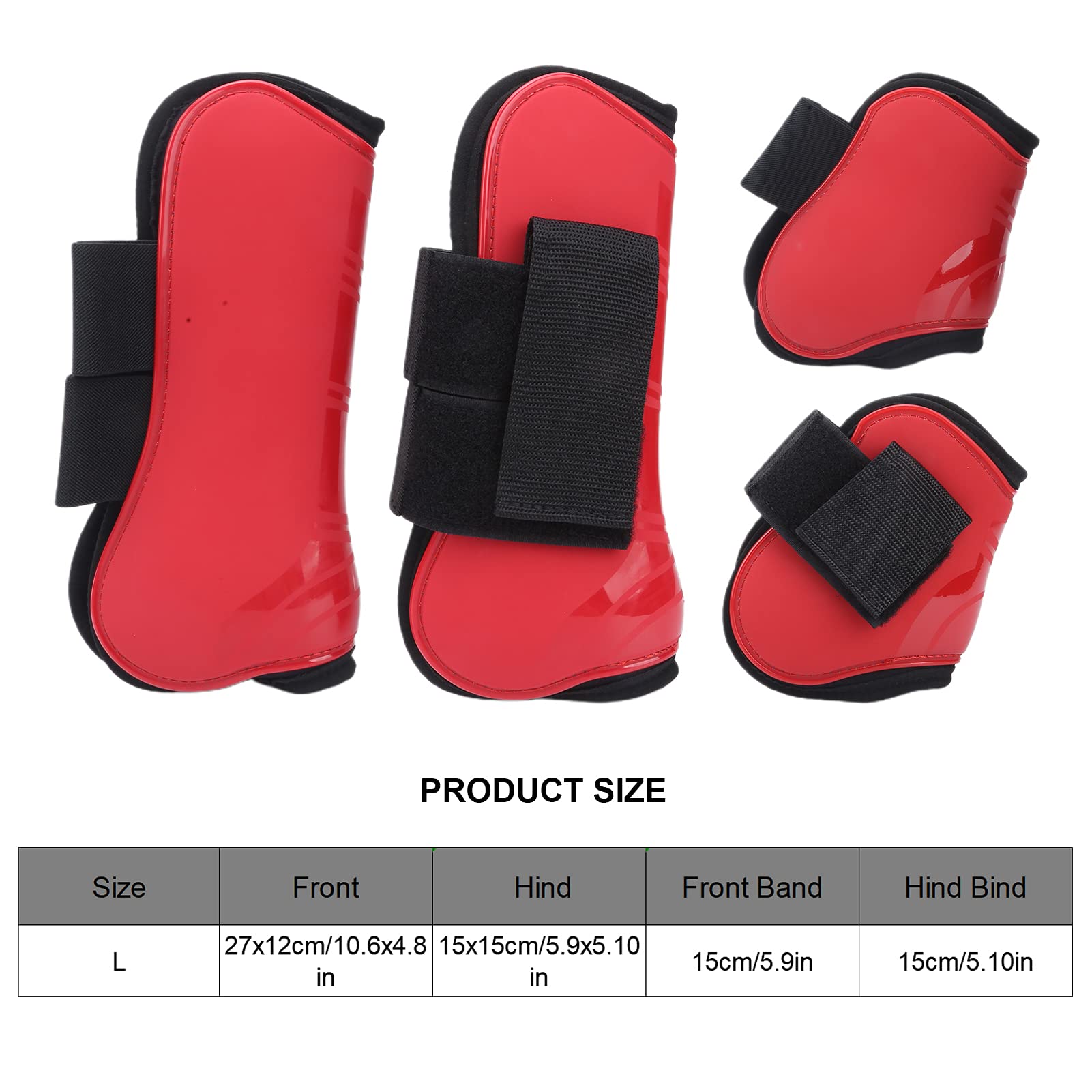 Paratendini per Cavallo Protezione Spessa con Guscio in PU per Equitazione - Confezione da 4 Colori Rossi, Eccellente Ammortizzazione e Supporto per Le Gambe