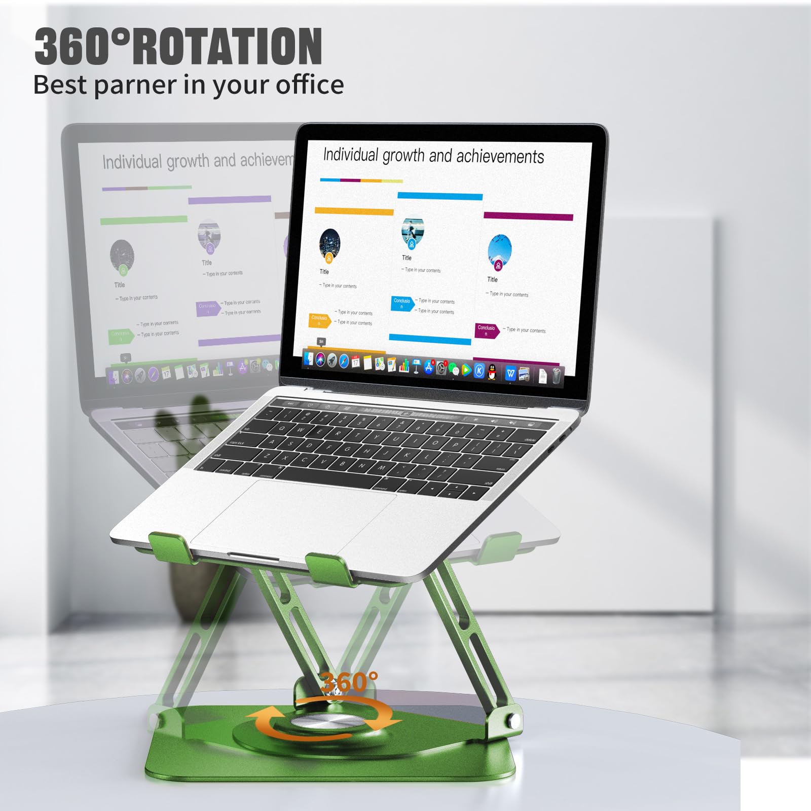 JOYEKY Supporto da scrivania per computer portatile, ergonomico per lavoro collaborativo, adatto per tutti i computer portatili da 10 a 16 pollici (verde