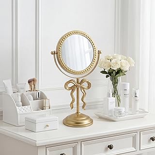 Novabright Espejo de maquillaje con lazo dora...
