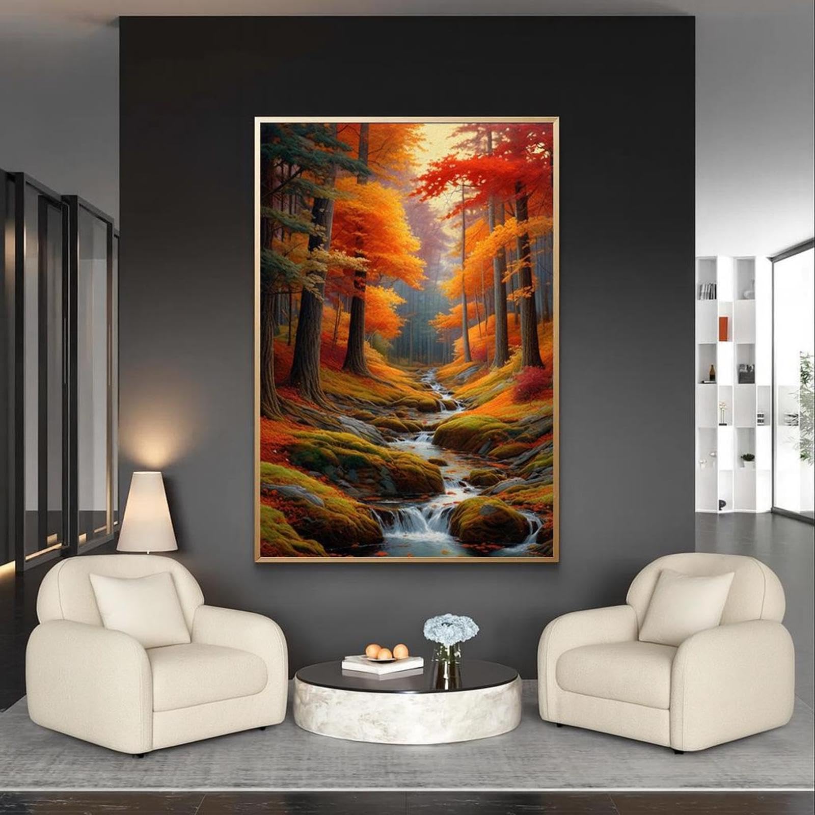 Impression sur toile cascade d'automne dorée 30x45cm pour salon