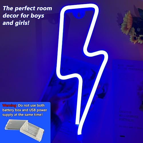 Miniatura 4 de Letreros de Neón Rayo Letrero de Luz de Neón para Decoración de Pared, Alimentado por Batería o USB Luz LED de Rayo Letrero de Neón para Dormitorio,