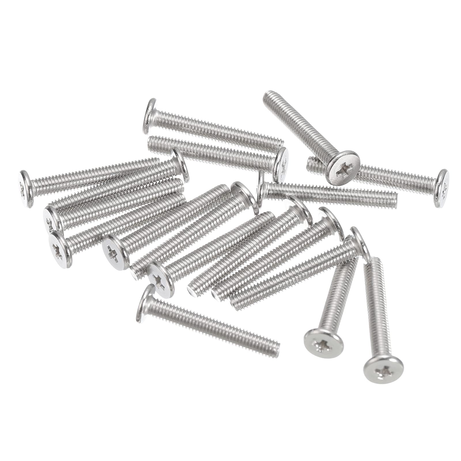 uxcell M3-0.5 x 20mm 50Pcs Flat Round Head Screws 304 Stainless Steel Phillips Drive Machine Screws Hardware Fastener for Furniture Connection-image-41