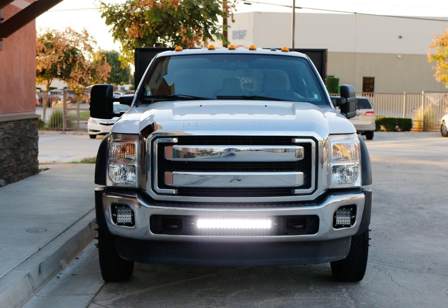 iJDMTOY Lower Grille 20-Inch LED Light Bar Compatible with 2011-16 Ford F250 F350 Super Duty, Includes (1) 120W High Power LED Lightbar, Lower Bumper Opening Mount Brackets & On/Off Switch Wiring Kit