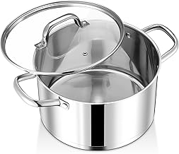 Joyfair Kochtopf, 22cm Edelstahl Suppentopf mit Glasdeckel, 3-Lagen Edeastahl Topf Induktion für alle Herdarten, 4,7 L Kochtopf Fleischtopf für Nudeln/Suppe/Eintöpfe, Gesund & Spülmaschinenfest