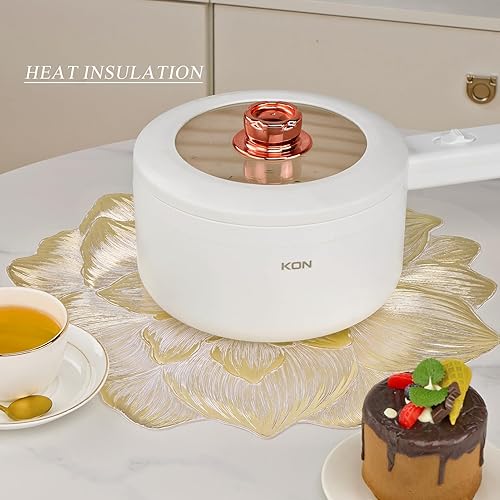 Miniatura 6 de Juego de 6 manteles individuales dorados, creativos manteles individuales con flores 3D, impermeables y a prueba de aceite, manteles individuales