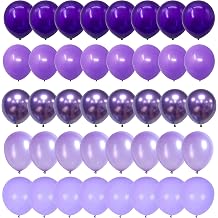 Togvu Purple Balloons, 60 Packs 12 Inch Metallic Chrome Pearl Macaron Light Different Shades Balloons for Girl Birthday, Wedding, Anniversary, Baby Shower, Princess Decoration QQ-5023