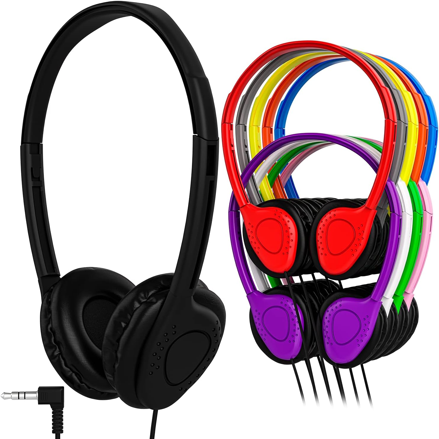 RedSkyPower 30 Pack Multi Color Kid's Wired Leather On Ear