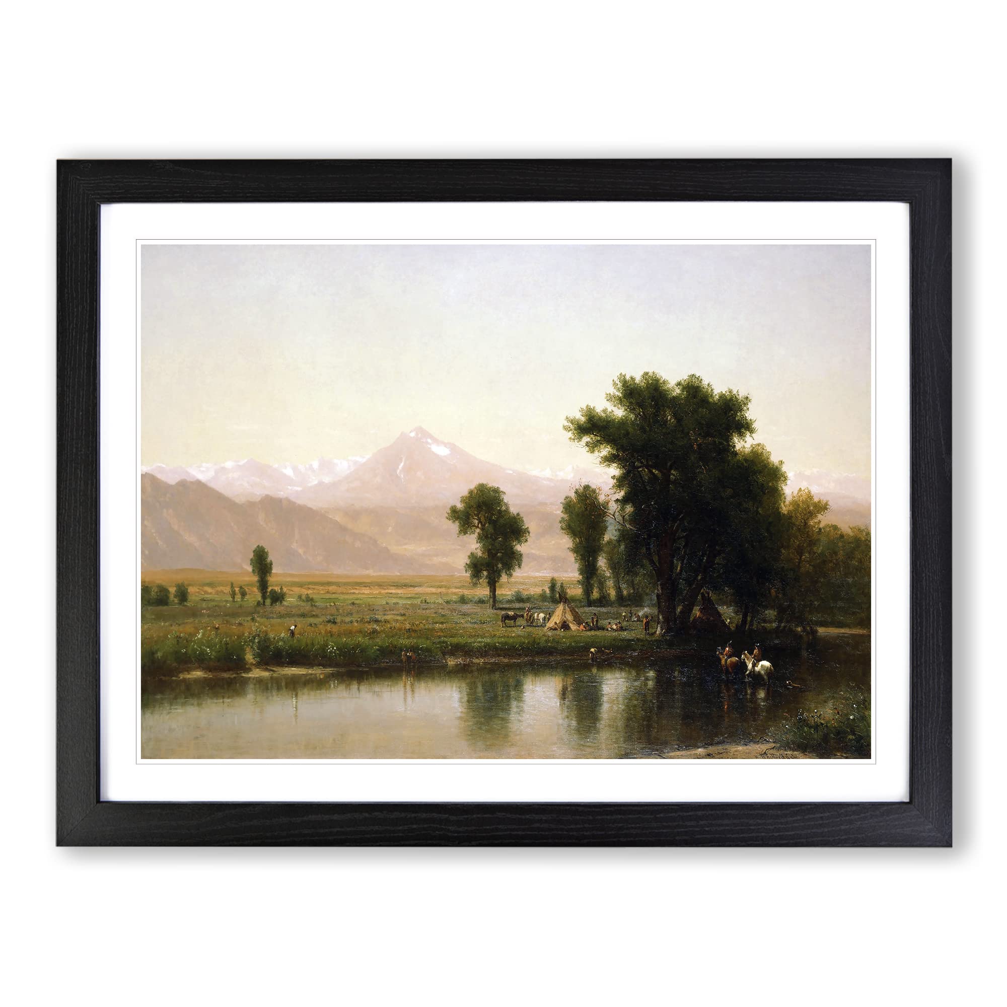 T.W. Whittredge Crossing the River Platte Classic Painting Framed Print, Black, A3 (46 x 34 cm)