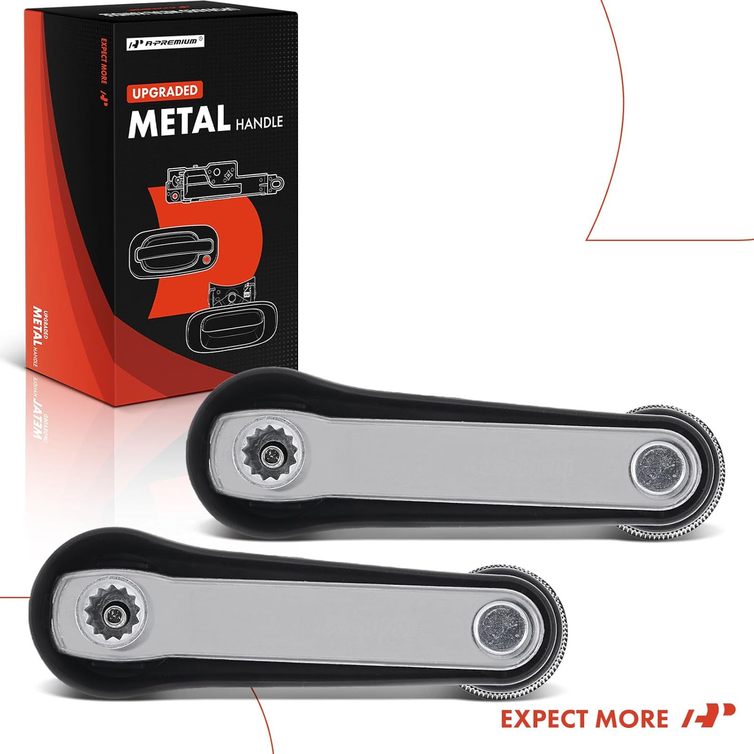 A-Premium 2Pcs Upgraded Metal Window Crank Handle - Compatible with Jeep, Dodge, Chrysler & Plymouth - Wrangler, Grand Caravan, Ramcharger, Dakota, B150, Town & Country, Black, Driver & Passenger