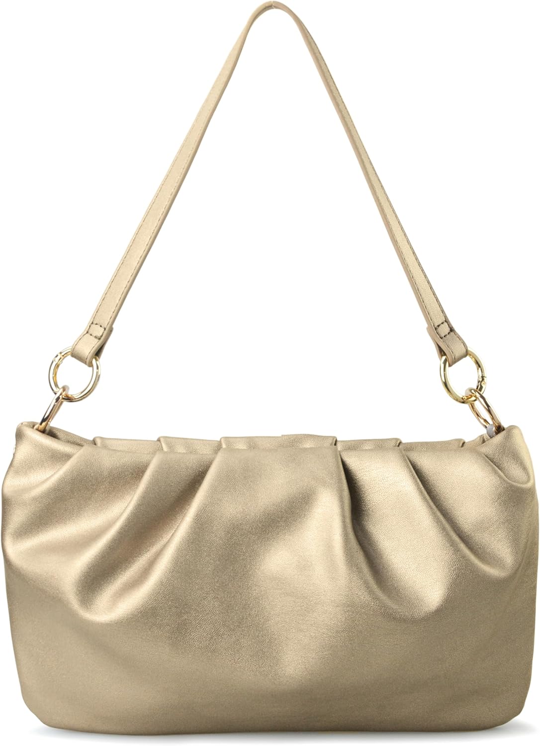 Women Ruched Shoulder Handbag Cloud Pouch Hobo Bag Convertible Clutch Soft Vegan Leather Cross body Bag