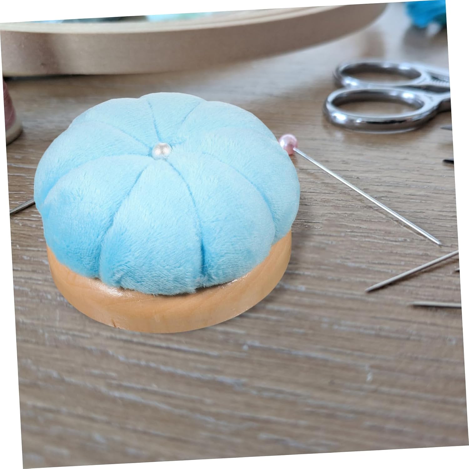 Tofficu 2pcs Pumpkin Shaped Pincushions Secure Embroidery Pin for DIY Crafts Charming Sewing Accessories with Surface and Steady Base for Needlework