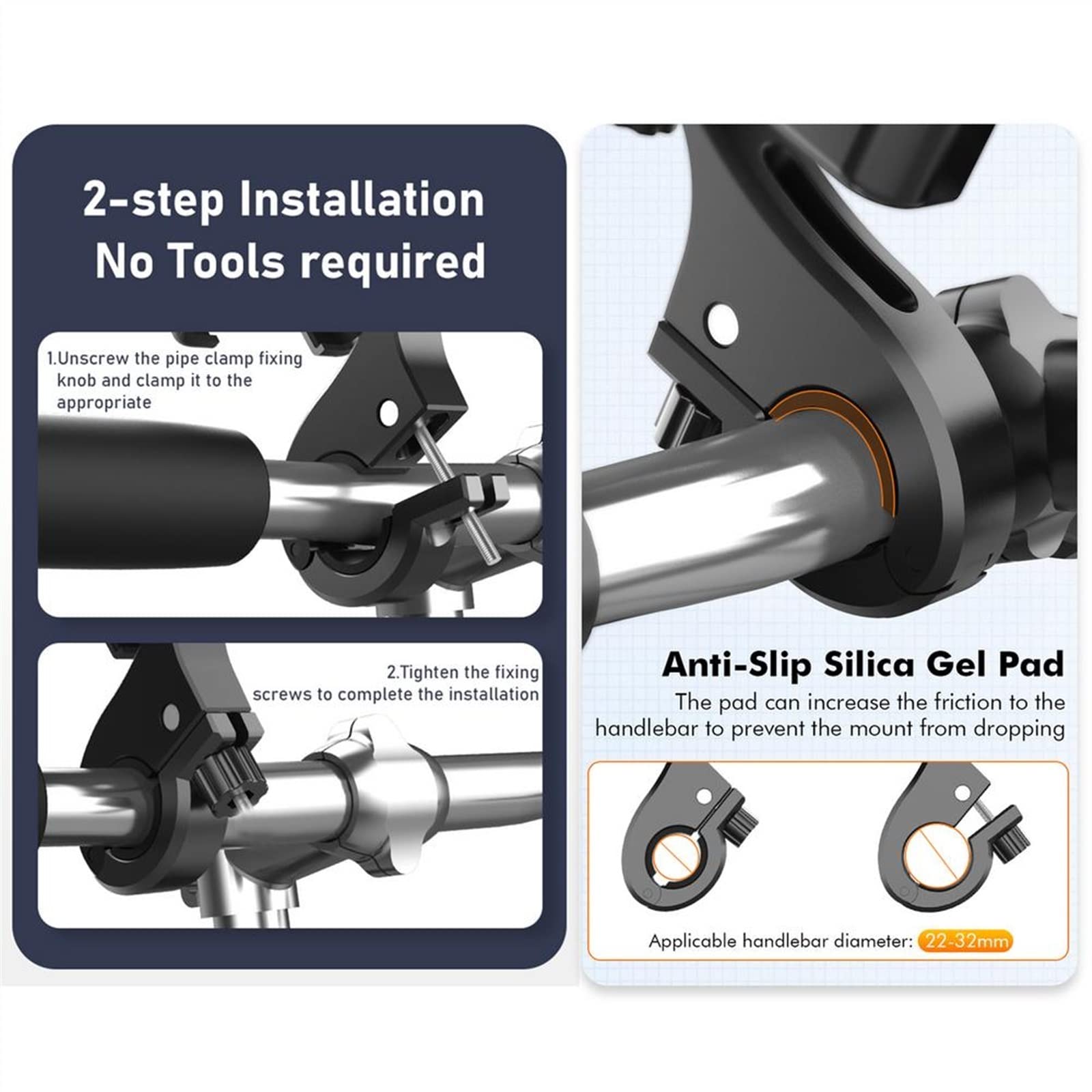 Bicicleta Motocicleta 360 ° Rotación Soporte De Navegación Ajustable Soporte para Teléfono Manillar Soporte Retrovisor Piezas De Modificación De Motocicleta Soporte GPS teléfono
