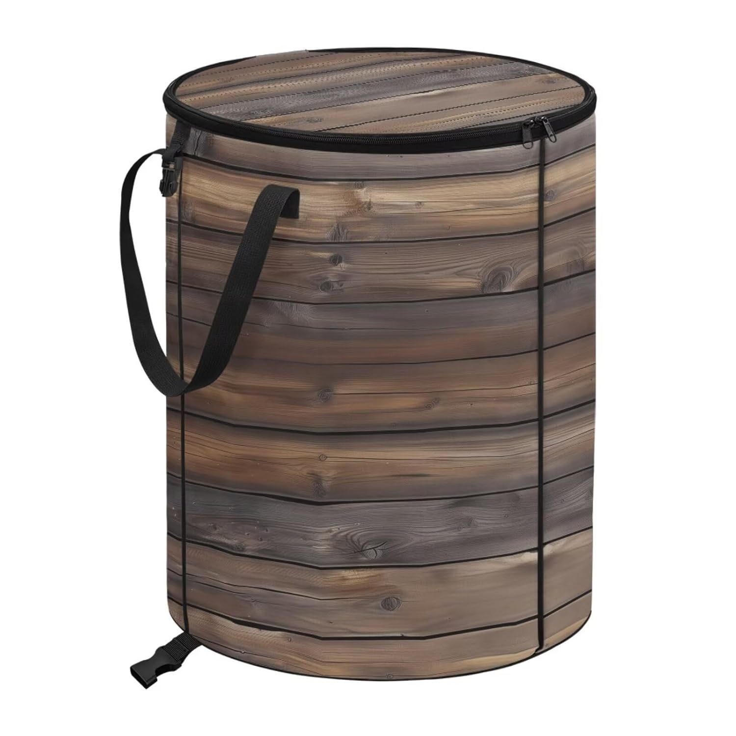 BIGCARJOB Collapsible Trash Can Wood Grain Camper Trash Can with Lid, 22.83x17.71, Water Proof Bag Outdoor Garbage Bin Storage Accessories, 23 Gallons