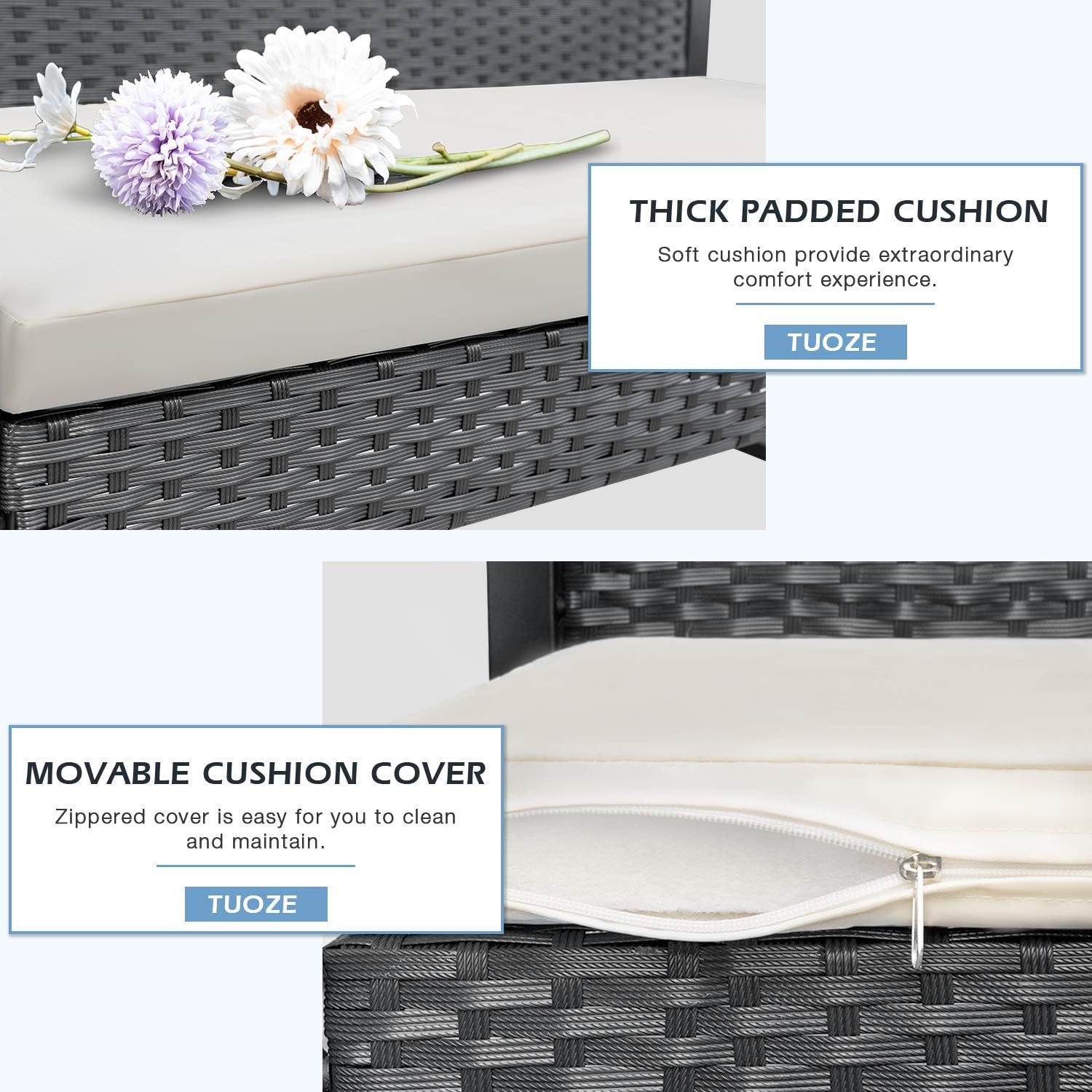 Tuoze 4 Pieces Patio Furniture Set Outdoor Patio Conversation Sets Modern Porch Furniture Lawn Chairs with Glass Coffee Table for Home Garden Backyard Balcony (White) : Patio, Lawn & Garden