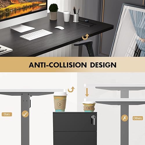 Miniatura 6 de AIMEZO Marco de escritorio eléctrico de pie ajustable en altura de un solo motor, marco de escritorio con dos etapas y acero resistente para oficina