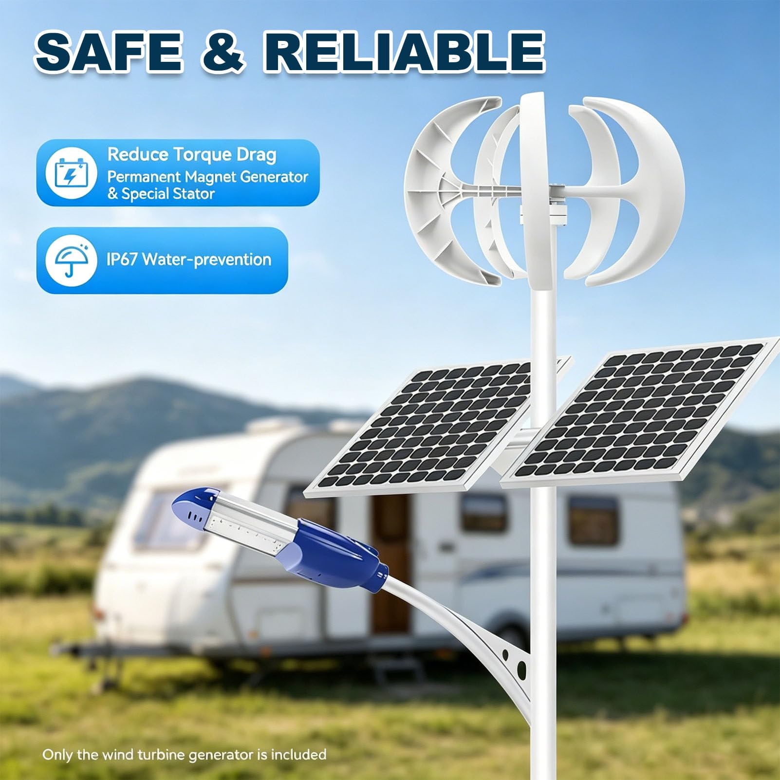 Kit generador de turbina eólica de 18000 W, turbina eólica Vertical Permanente de 5 aspas, Equipo productor de Electricidad, Kit de energía para Uso doméstico y en Barcos 12V