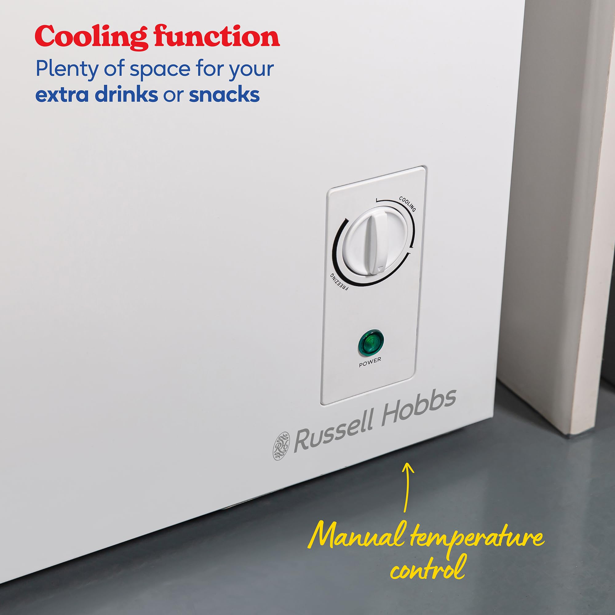 Russell Hobbs White Chest Freezer 198L Freestanding with 5 Year Warranty, Adjustable Thermostat, Chill or Freeze Function, 4 Star Freezer Rating & Suitable for Outbuildings & Garages RH198CF0E1W — view 7
