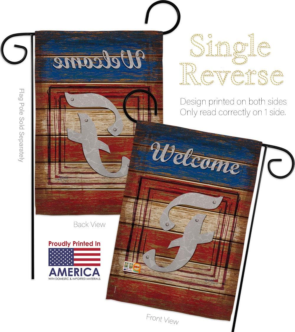 Patriotic F Initial Garden Flag Set Wall Holder Monogram Americana Star and Stripes Patriotism Independence Memorial United State American Small Gift Yard House Banner 13 X 18.5