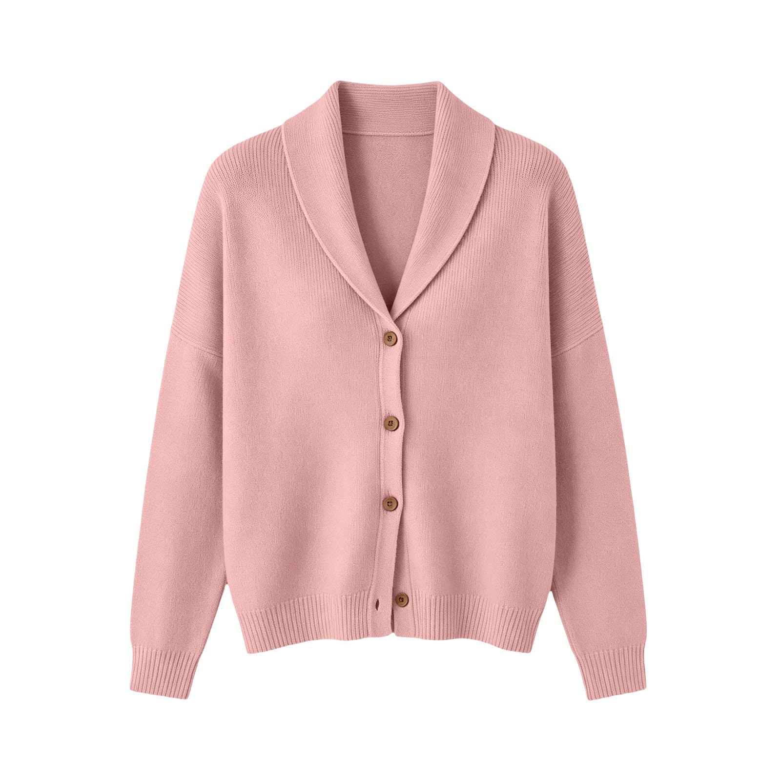 Generisch Cardigan da donna a maniche lunghe, con risvolto, a maglia grossa, vintage, elegante, per le mezze stagioni, con abbottonatura, elegante, per l'autunno