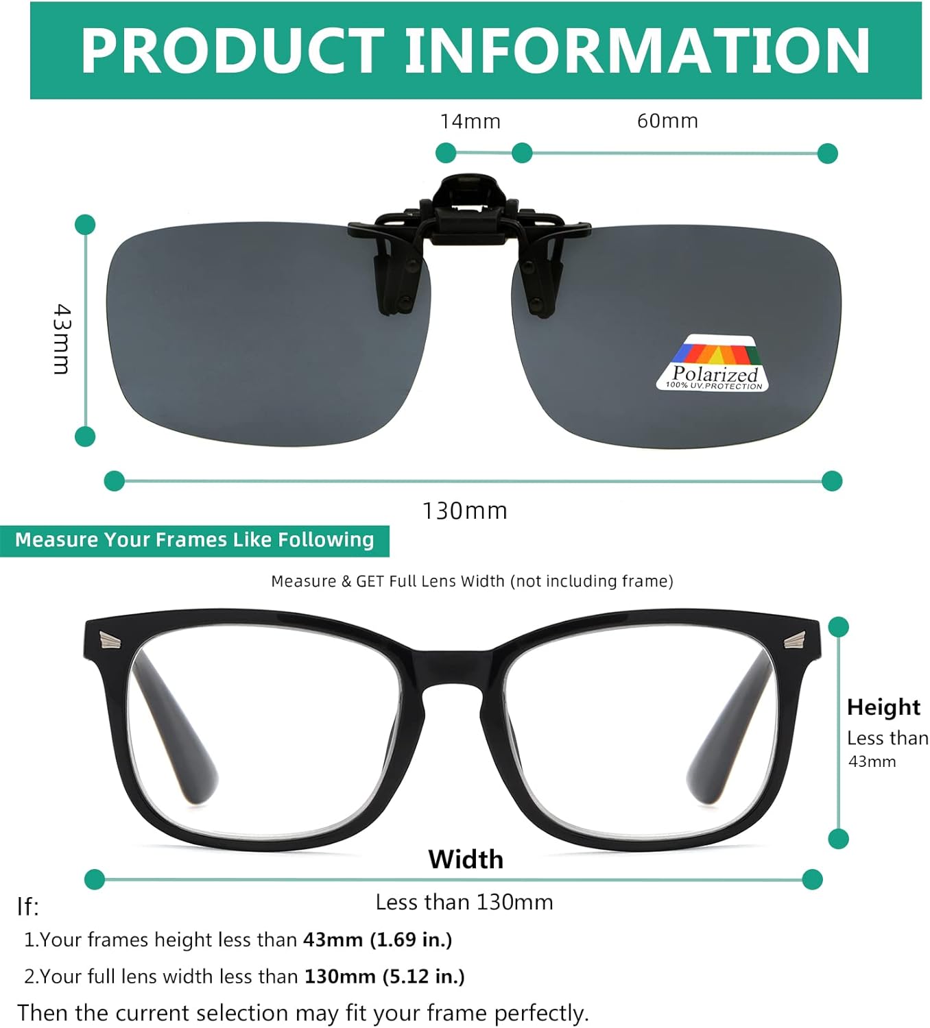 Eyekepper 4 Pack Flip-up Clip-On Sunglasses 59x39 MM Metal Wear Over Glasses - Image 3