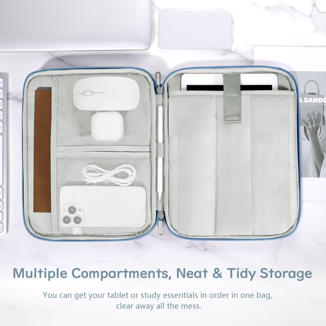 Dadanism 9-11 Inch Tablet Sleeve Padded Carrying Case for iPad (A16) 11th Gen 11", iPad 10th Gen 10.9", i-Pad Air/Pro 11", i-Pad Air 5/4 10.9", i Pad 9/8/7th Gen, Galaxy Tab A9+ Plus 11", Blue - Image 4