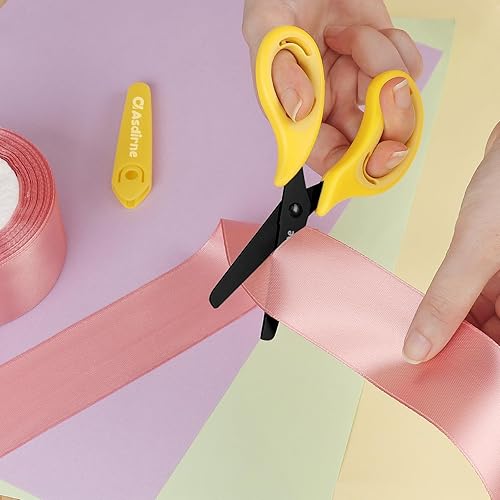 Miniatura 6 de Asdirne Tijeras para niños de 5 pulgadas con cubierta protectora, tijeras de seguridad para niños, tijeras de manualidades con punta roma cuchillas